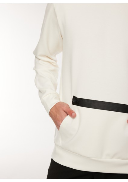 Bisiklet Yaka Düz Kırık Beyaz Erkek Sweatshırt F3WM-SWT137 fırsatları