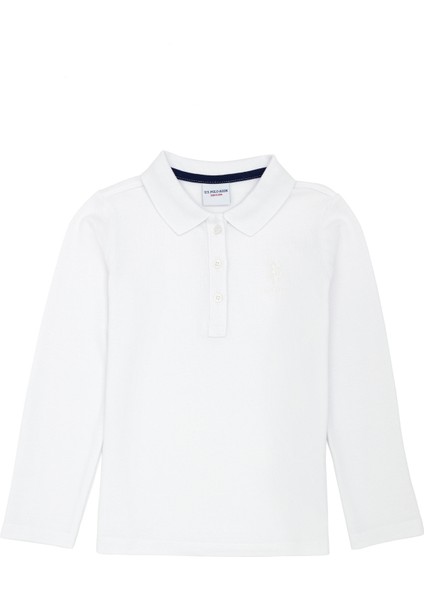 Beyaz Kız Çocuk Polo Yaka Uzun Kollu Sweatshirt TP01-SK023