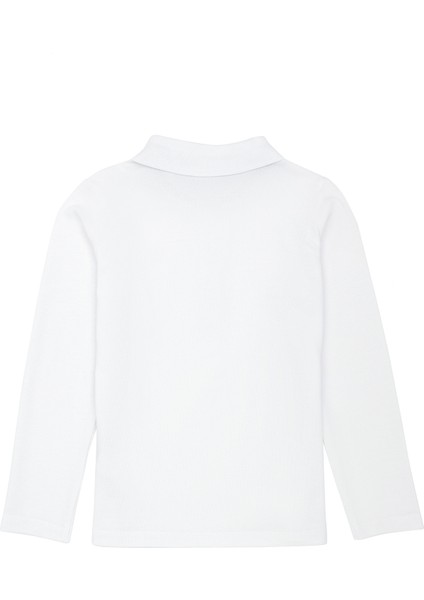 Beyaz Kız Çocuk Polo Yaka Uzun Kollu Sweatshirt TP01-SK023