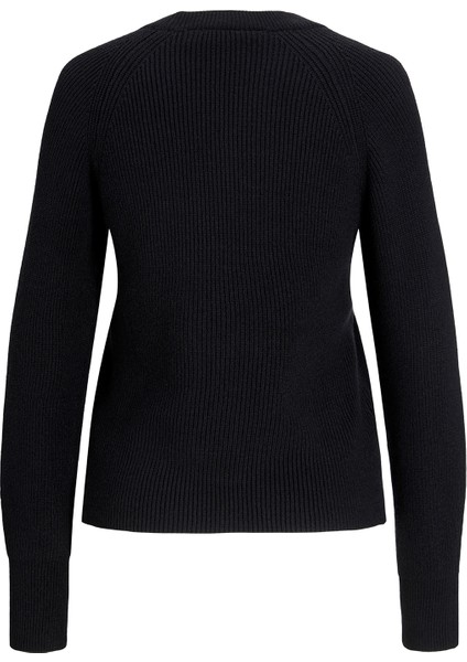 Bisiklet Yaka Rahat Düz Siyah Kazak Kadın Jxtılde Crew Neck Knıt