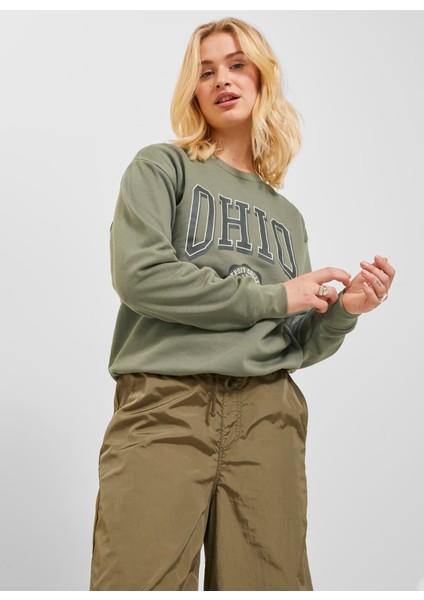 Bisiklet Yaka Baskılı Koyu Yeşil Kadın Sweatshırt Jxohıo Rlx Ls Crew Swt indirimleri