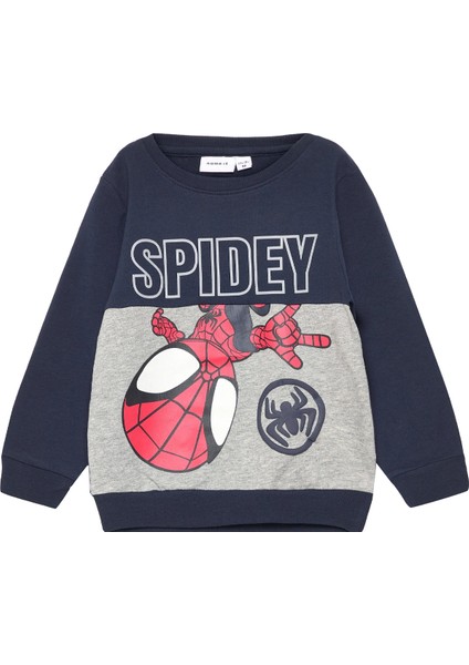 Name İt Erkek Çocuk Lacivert Sweatshırt Nmmjubı Spıdey Sweat Unb Mar