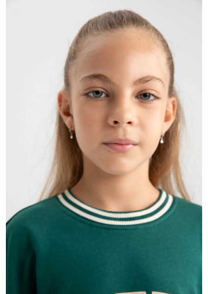 Kız Çocuk Oversize Geniş Kalıp Bisiklet Yaka Baskılı Sweatshirt A5981A823AU indirimleri