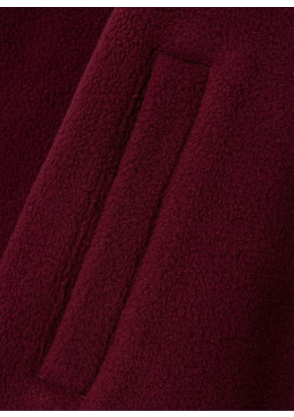Bordo Kadın Mont Nknmeeko Fleece Jacket modelleri