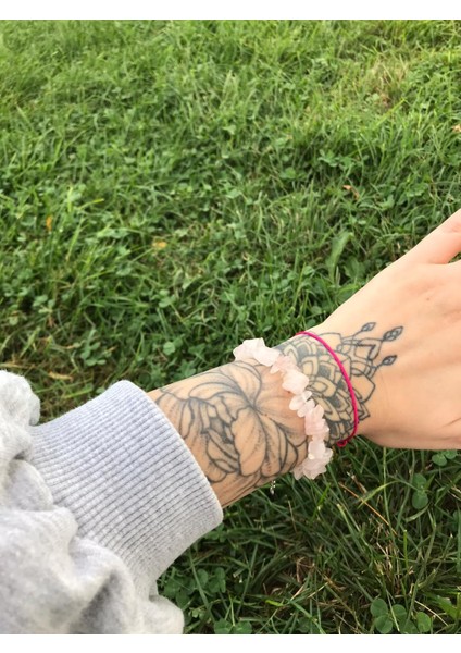 Pembe Kuvars Doğal Taş Kırıktaş Bileklik Kadın Pembe Doğaltaş Aşk Bilekliği 17 cm + 5 cm fiyatları