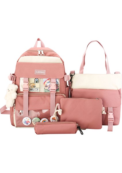 4 Adet/takım Sırt Çantası Kanvas Öğrenci Sırt Çantası (Yurt Dışından)