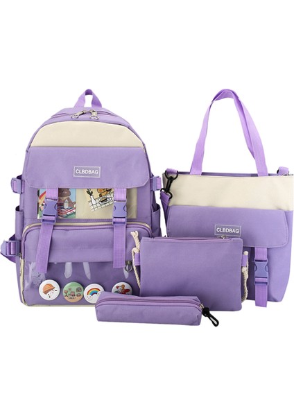 4 Adet/takım Sırt Çantası Kanvas Öğrenci Sırt Çantası (Yurt Dışından)