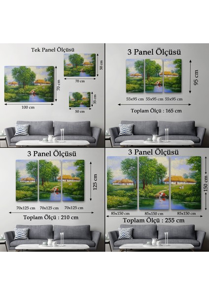 Akarsudan Su Dolduran Kadın Yağlıboya Görünüm Dekoratif Kanvas Duvar TABLOSU-3551 indirimleri