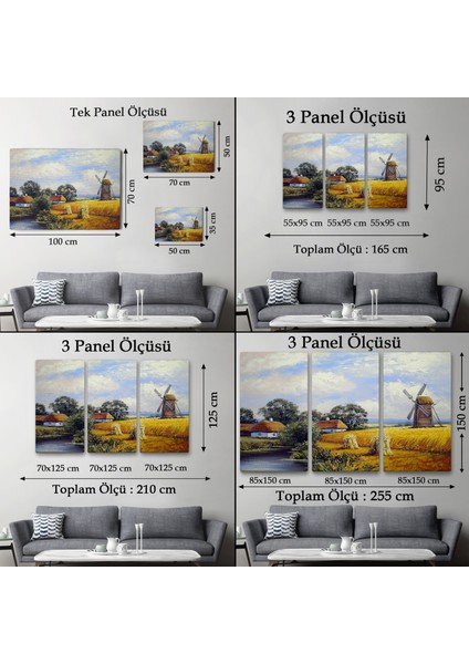 Buğday Tarlası ve Değirmen Yağlıboya Görünüm Dekoratif Kanvas Duvar TABLOSU-3556 indirimleri