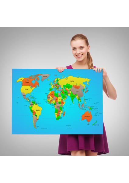 Dünya Haritası Dekoratif Kanvas Tablo 1048 fırsatları