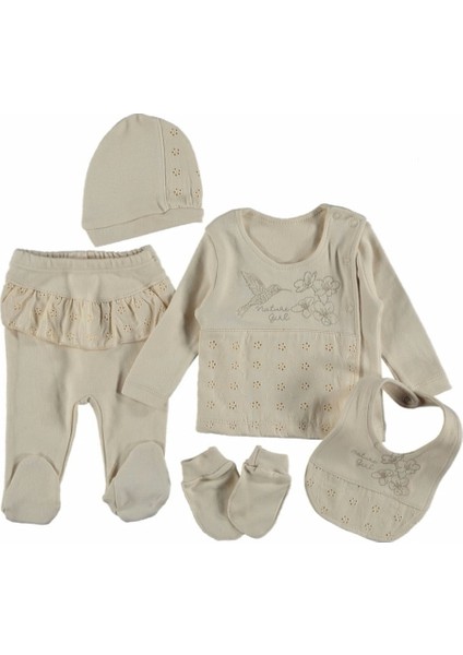 Puro Cotone Babysal Nature Girl Hastane Çıkış Kız Bebek 5 Li Organic Bebek Zıbın Seti