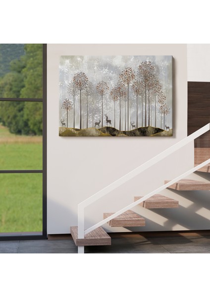 Ormandaki Geyikler Dekoratif Duvar TABLOSU-3682 indirimleri