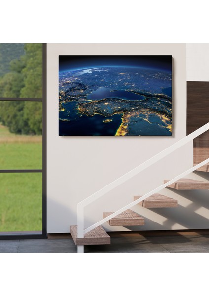 Dekoratif Uydu Görünümlü Kanvas Türkiye Haritası 1033 indirimleri