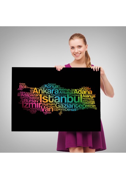 Iller Isimli Siyah Zeminli Dekoratif Kanvas Tablo 1016 fırsatları