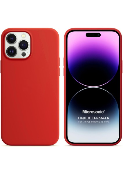 Apple iPhone 15 Pro Kılıf Liquid Lansman Silikon Kırmızı
