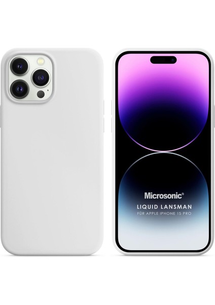 Apple iPhone 15 Pro Kılıf Liquid Lansman Silikon Beyaz