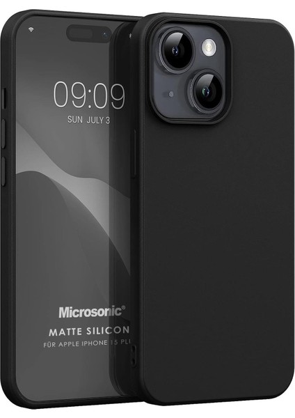 Matte Silicone Apple iPhone 15 Plus Kılıf Siyah