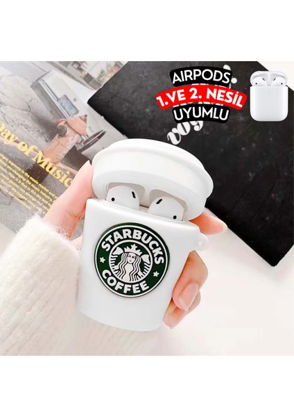 1. ve 2.nesil Uyumlu Starbucks Bardak Figürlü Darbe Emici ve Koruyucu Silikon Kulaklık Kılıf modelleri