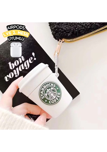 2'li Set 1. ve 2.nesil Uyumlu Muz ve Starbucks Bardak Figürlü Kulaklık Kılıfı Seti