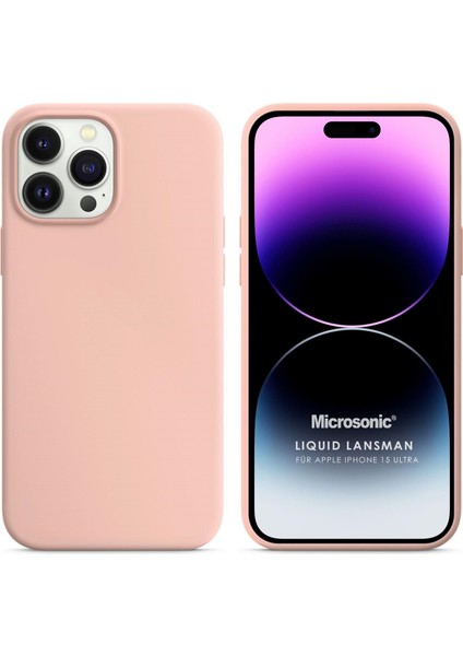 Apple iPhone 15 Pro Max Kılıf Liquid Lansman Silikon Kum Pembesi