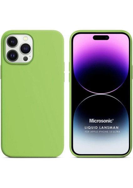 Apple iPhone 15 Pro Max Kılıf Liquid Lansman Silikon Açık Yeşil