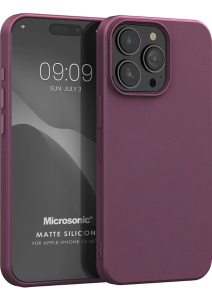 Matte Silicone Apple iPhone 15 Pro Max Kılıf Mor