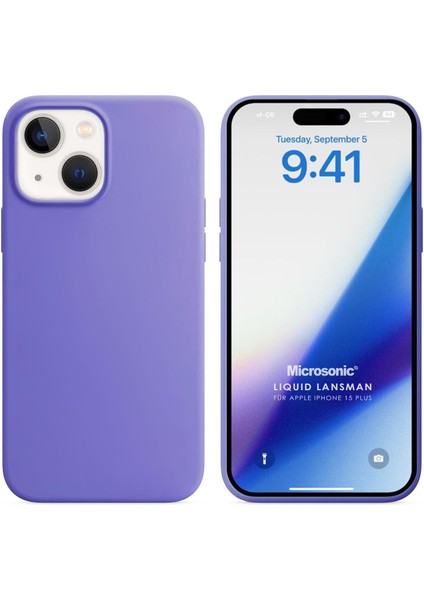Apple iPhone 15 Plus Kılıf Liquid Lansman Silikon Lila