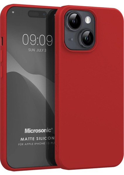 Matte Silicone Apple iPhone 15 Plus Kılıf Kırmızı