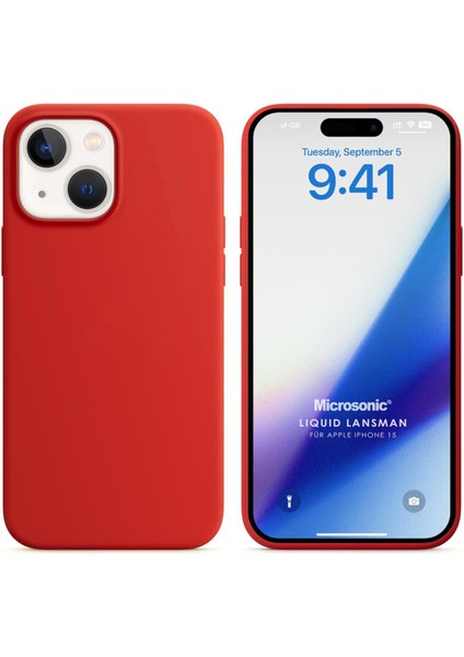 Apple iPhone 15 Kılıf Liquid Lansman Silikon Kırmızı