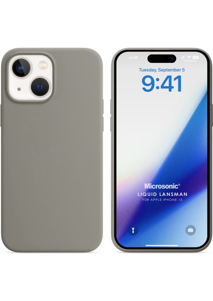 Apple iPhone 15 Kılıf Liquid Lansman Silikon Gri