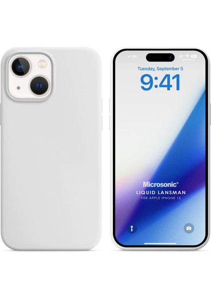 Apple iPhone 15 Kılıf Liquid Lansman Silikon Beyaz