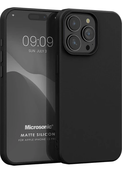 Matte Silicone Apple iPhone 15 Pro Kılıf Siyah