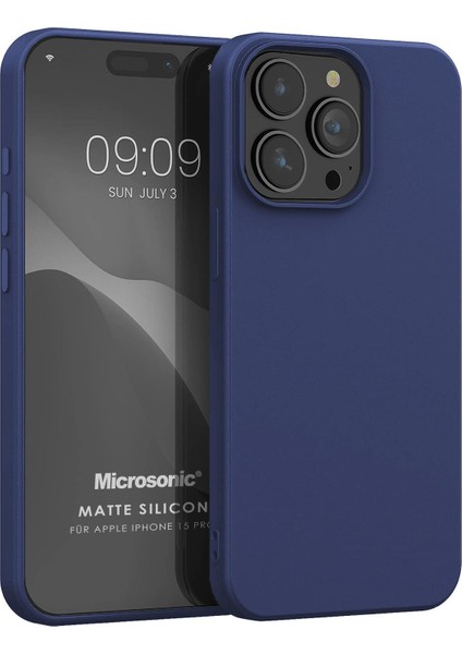 Matte Silicone Apple iPhone 15 Pro Kılıf Lacivert