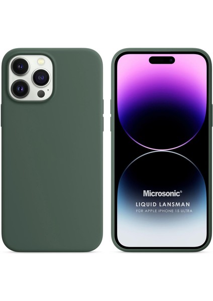 Apple iPhone 15 Pro Max Kılıf Liquid Lansman Silikon Yeşil