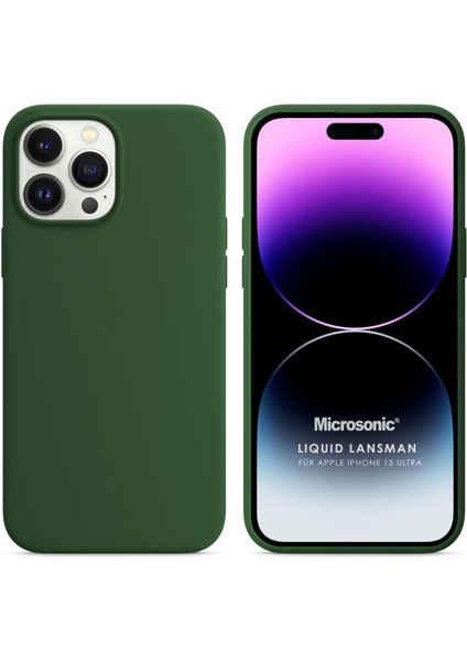 Apple iPhone 15 Pro Max Kılıf Liquid Lansman Silikon Koyu Yeşil