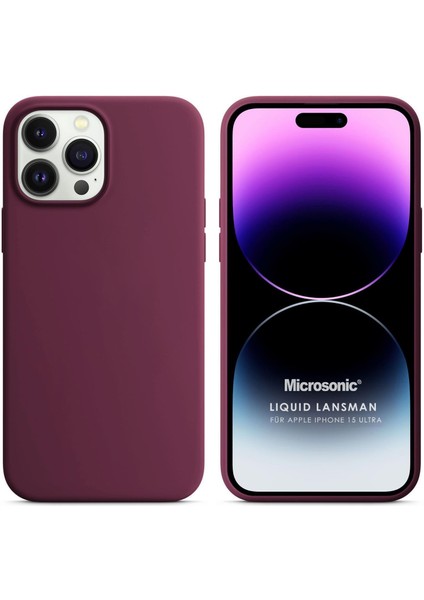 Apple iPhone 15 Pro Max Kılıf Liquid Lansman Silikon Bordo