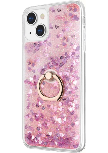 Apple iPhone 15 Plus Kılıf Glitter Liquid Holder Pembe