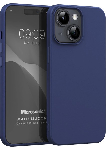 Matte Silicone Apple iPhone 15 Plus Kılıf Lacivert