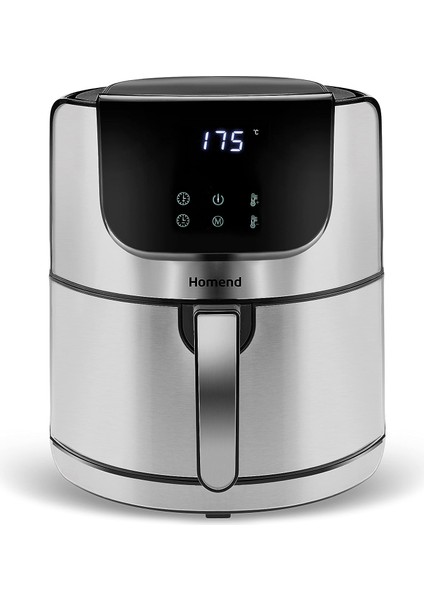 Airfryday 2502H Airfryer, 8 Farklı Program, Dokunmatik Ekran, 5 L Yağsız Fritöz, Inox
