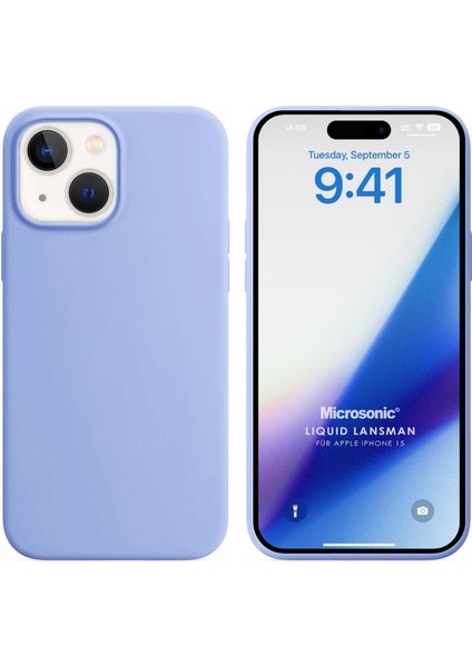 Apple iPhone 15 Kılıf Liquid Lansman Silikon Mavi