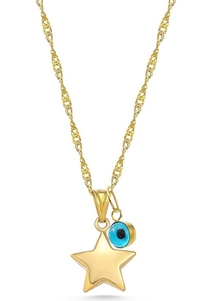 14 Ayar Altın Yıldız Göz Singapur Zincir Kolye modelleri