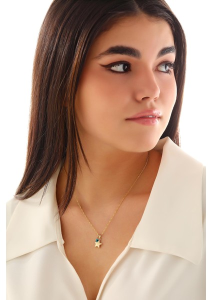 14 Ayar Altın Yıldız Göz Singapur Zincir Kolye fırsatları