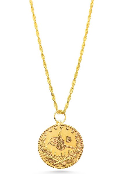 14 Ayar Altın Küçük Boy Tuğra Halat Zincir Kolye modelleri