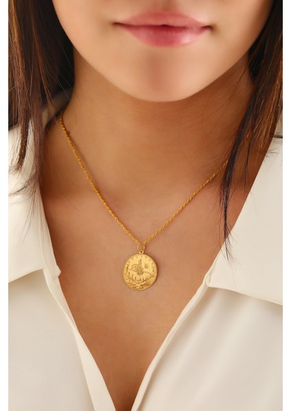 14 Ayar Altın Büyük Boy Tuğra Halat Zincir Kolye fiyatları