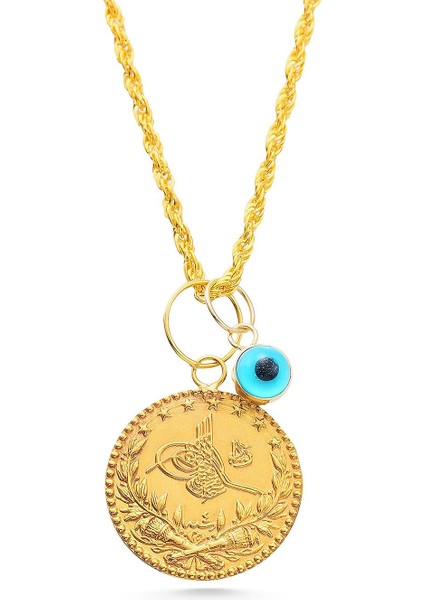 14 Ayar Altın Büyük Boy Tuğra Göz Halat Zincir Kolye modelleri