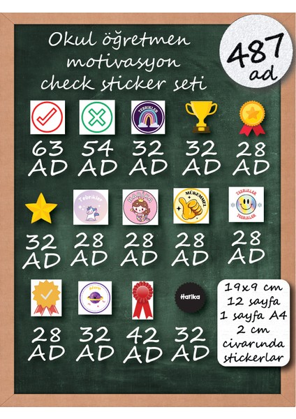 487 Ad Okul Öğretmen Motivasyon Sticker Seti