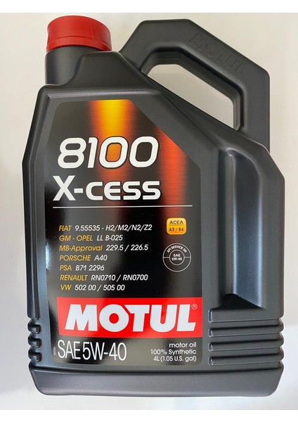 8100 X-Cess 100% Sentetik 5W-40 4L Motor Yağı ( Üretim Yılı: 2023 )