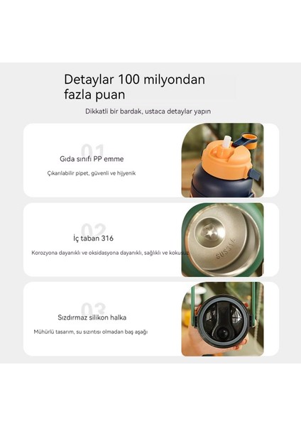 Taşınabilir Büyük Kapasiteli Paslanmaz Çelik Termos Bardak (Yurt Dışından)