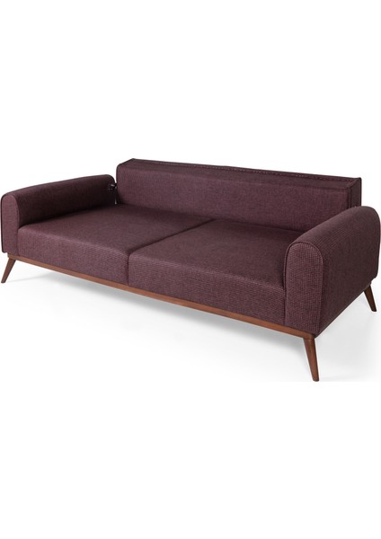 Perla Sofa Seneca Yataklı Kanepe Keten Bordo Kazayağı