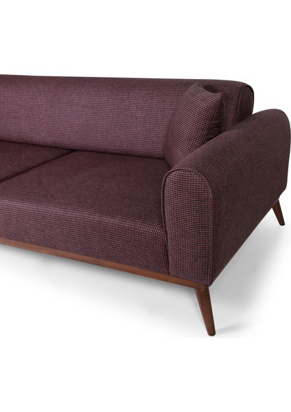 Perla Sofa Seneca Yataklı Kanepe Keten Bordo Kazayağı